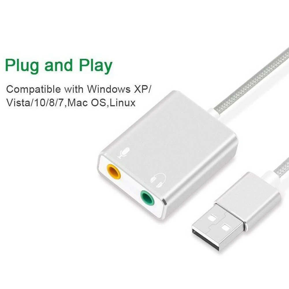 Внешний USB 2,0 3D Виртуальный 7,1 канальный аудио адаптер звуковой карты 3,5 мм usb type-AStereo выходной разъем для персонального компьютера ноутбука