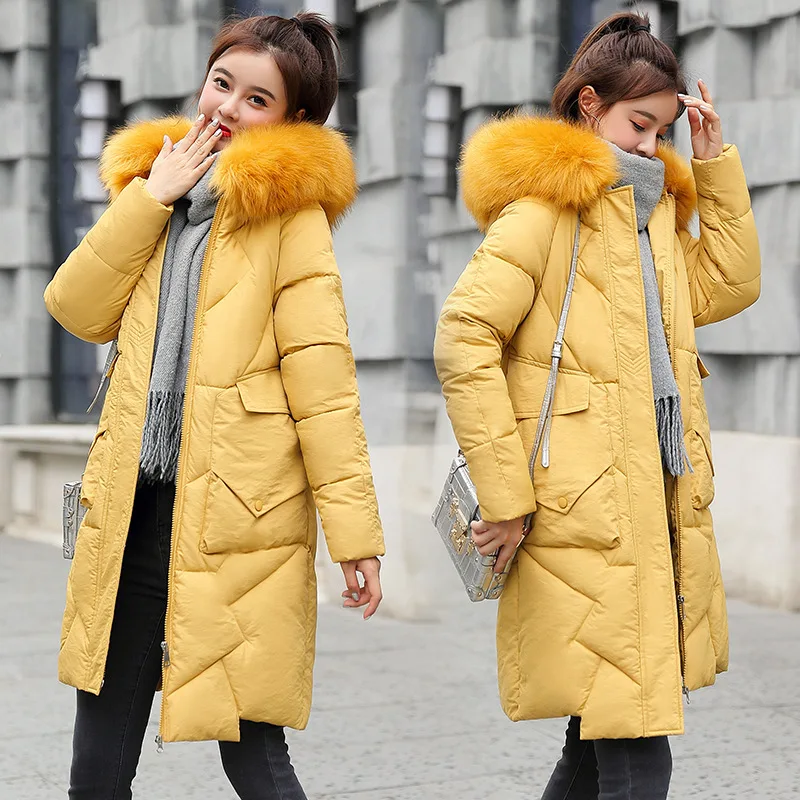 

Down Jacket Cotton-padded Clothes Women's Mid-length Korean-style Fashion 2019 Winter New Style Loose-Fit Slimming Large Fur Col