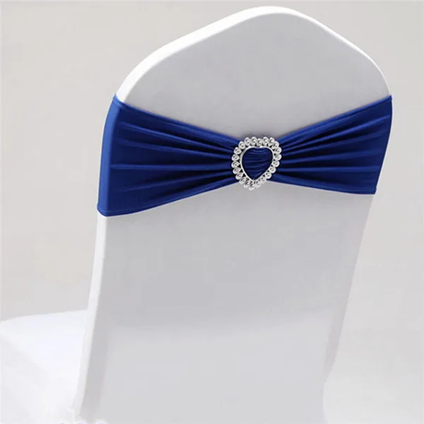 blue Эластичный стул лук створки стрейч стул из лайкры Sash Band с пряжкой сердца для банкета отеля свадебное украшение для стульев - Цвет: blue