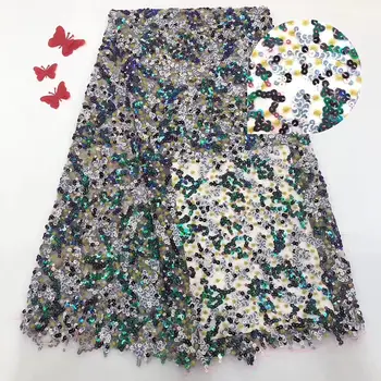 

African lace fabric with Sequins latest African Laces 2019 High Quality Guipure Lace Nigerian Lace Fabrics For Dress