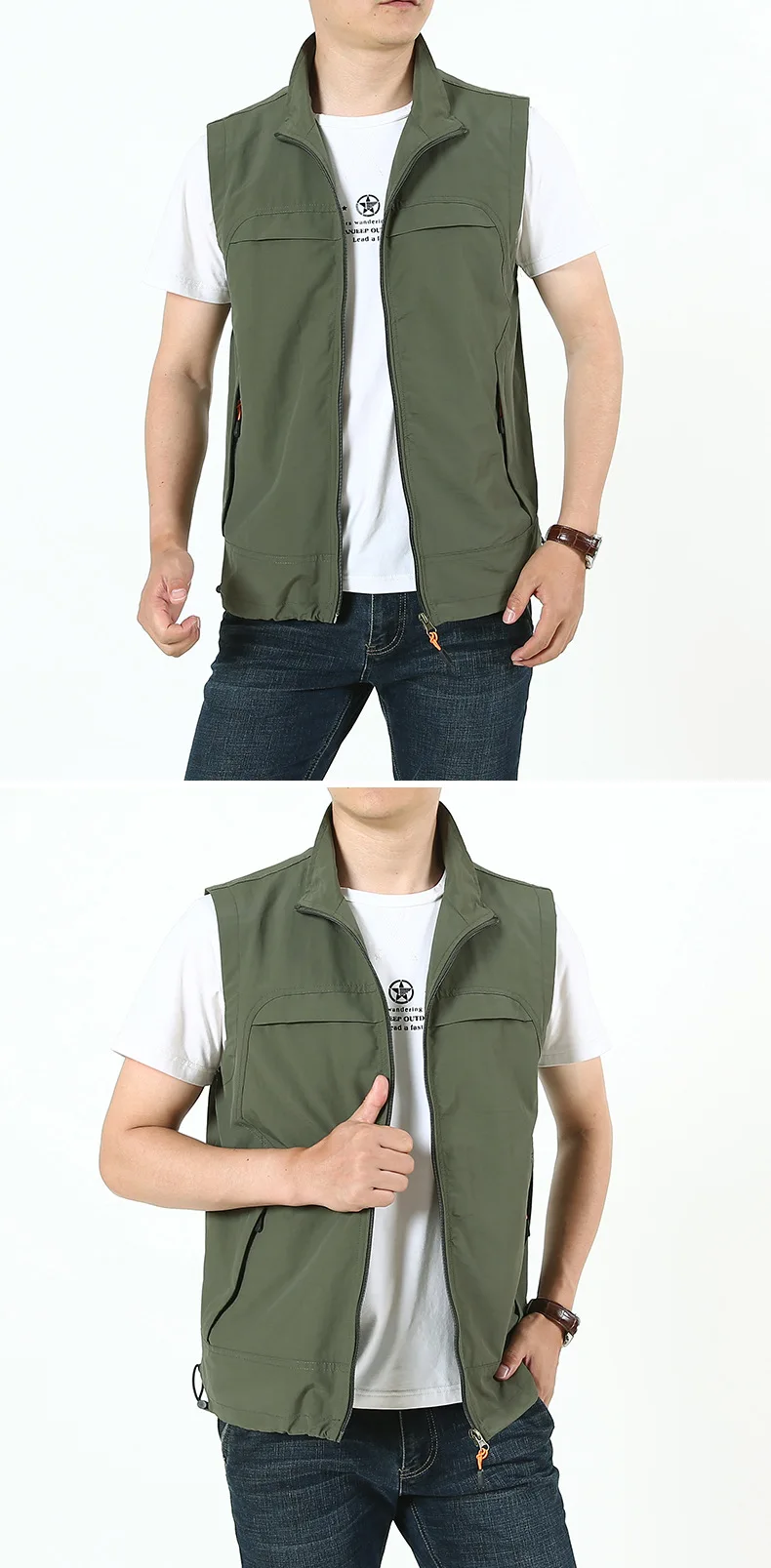 9898# Waistcoat Men's Spring And Autumn Casual Stand Collar Quick-Dry Breathable Fishing Photography Vest Men's Can Be Pri