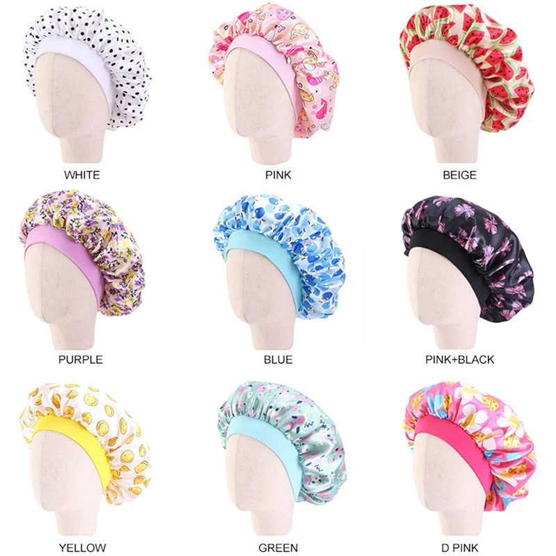 Baby Silky Satin Bonnet Sleep Cap Children Girl Night Turban Children Solid Headwear Cute Headwrap Hat Fashion Hair Wear