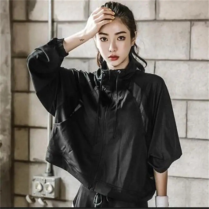 Новинка осень зима Йога Свободный Спорт Досуг сетка лоскутное Женское пальто рукав летучая мышь одежда для фитнеса женские куртки