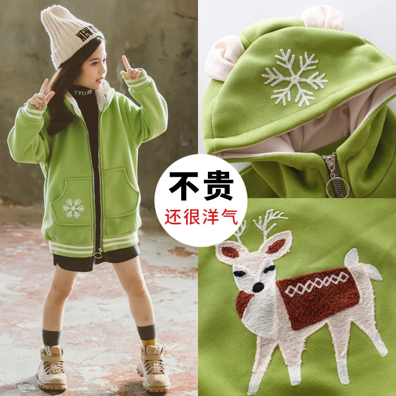 

Children 2019 Autumn And Winter New Style Girls CUHK Childrenswear Elk Coat Hooded Cardigan Fashion