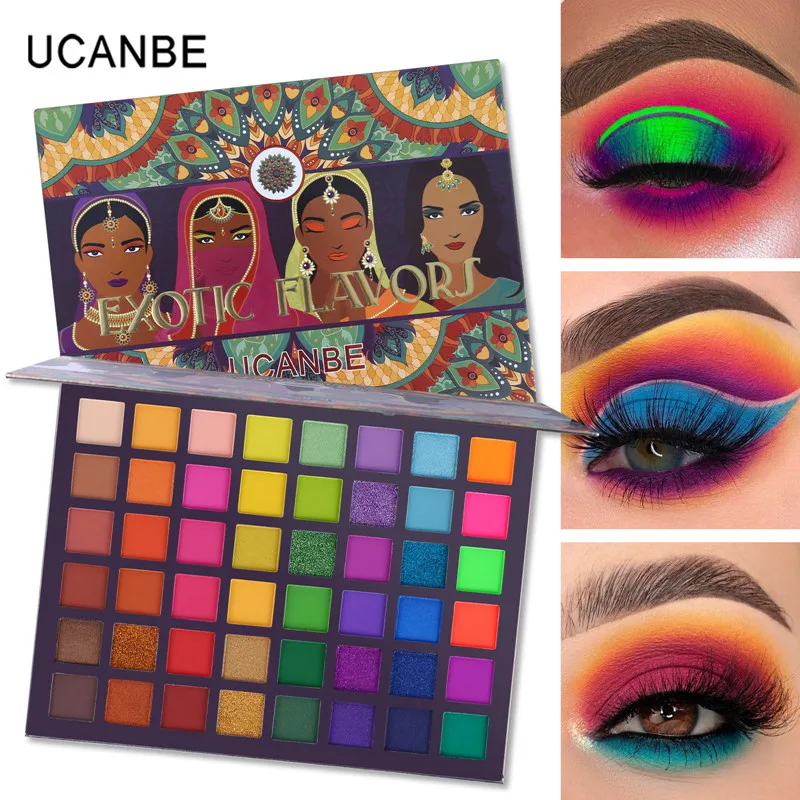 

UCANBE Exotic Flavors Eyeshadow Palette 48 Color Pressed Glitter Shimmer Matte Green Eye Shadow Neon Metallic Makeup Cosmetics