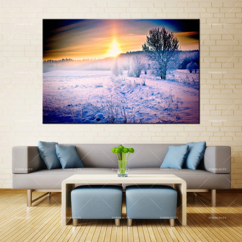 Forbeauty Холст Живопись стены Artwinter_snow_forest_trail печать распылением водостойкие