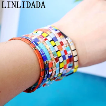 

5Pcs,Colorful Tila Beads Miyuki Bracelets for Women Rainbow Handmade Stretchy Charm Wrap Friendship Beach Bracelet