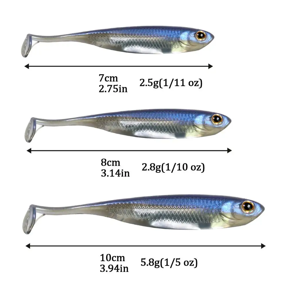 Thkfish 5pcs/6Pcs lot Fishing Soft Lures 7cm 8cm 10cm Paddle Tail fish  Fishing Bait Multicolor Soft Swimbait For Fishing