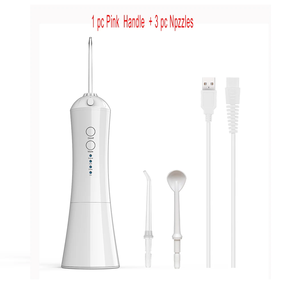 White with 3 nozzles 3 режима портативный Электрический ирригатор для полости рта USB Перезаряжаемый Стоматологический Ирригатор советы вода зубная нить струя воды очиститель зубов - Цвет: White with 3 nozzles