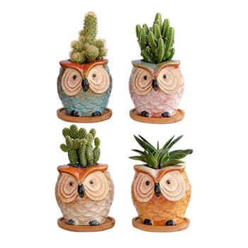 

2pcs New Owl Flowerpot Succulent Pot Fleshy Planter Breathable Thumb Vase Cartoon Animal Pot Home Garden Balcony Decor