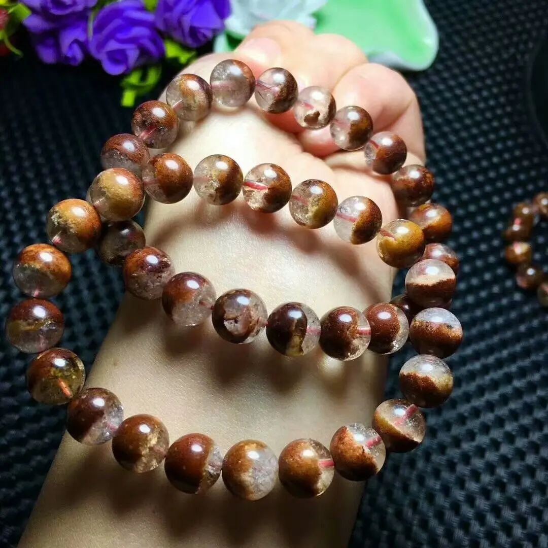 

Natural Red Phantom Ghost Quartz Crystal Bracelet 8mm AAA