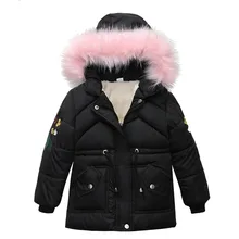 Зимняя куртка для маленьких девочек и мальчиков, пальто г., плотное теплое пальто с капюшоном из искусственного меха для маленьких детей Детские осенние куртки для девочек, верхняя одежда