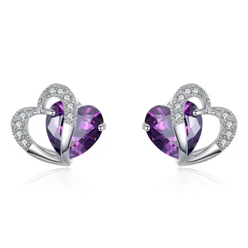 

CE266 Blue Heart Nails Heart-shaped Earrings