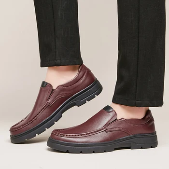 

Spring Casual Shoes Mens Anti Slip Leather Shoes Men Slip-on Fashion Men Shoes Good Quality Luxury Brand Men Shoe Flats Shoe