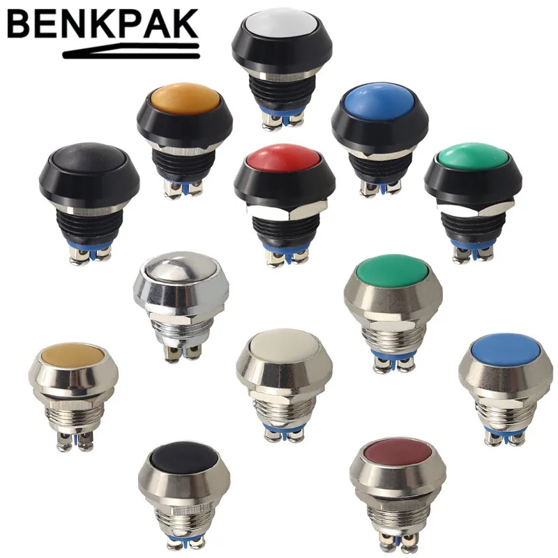 12 мм водонепроницаемый мгновенный круглый металлический кнопочный