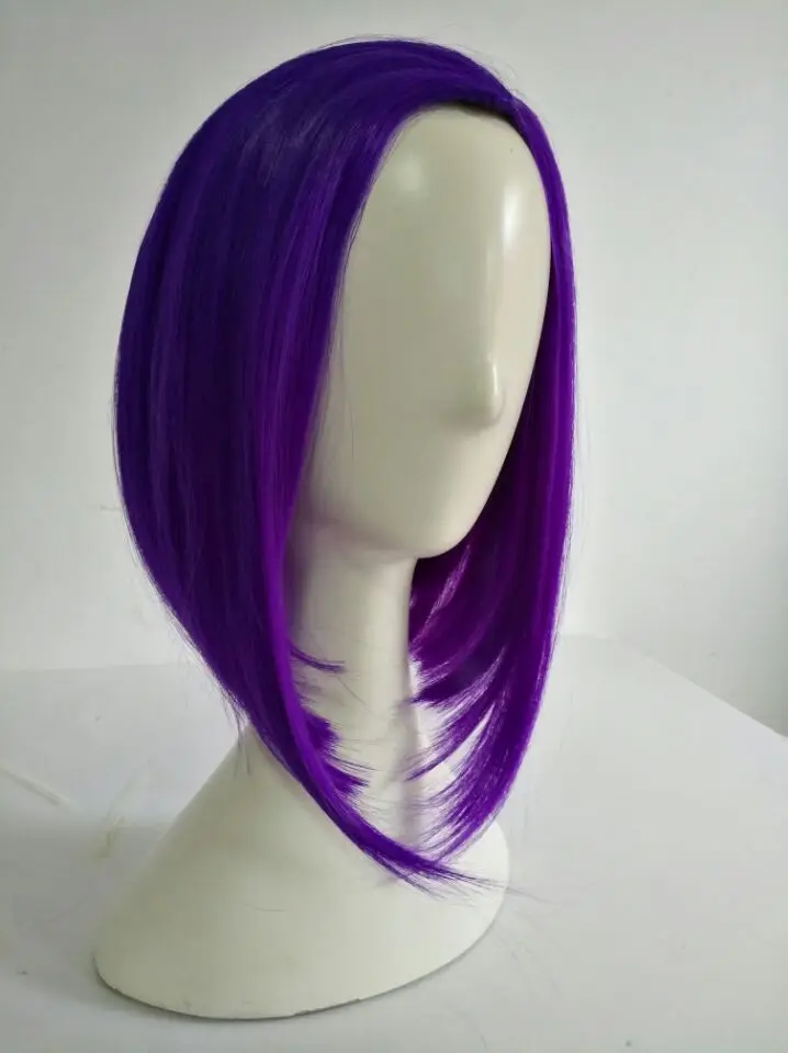 Аниме Ворон Косплей парики 35 см Боб Фиолетовый Короткие термостойкие синтетические волосы Perucas Косплей парик+ парик Кепка