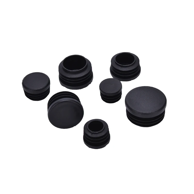 10Pcs/lot Plastic Furniture Leg Plug Black Round Steel Pipe End Caps Insert Plugs16-32mm decorative dust cover | Мебель