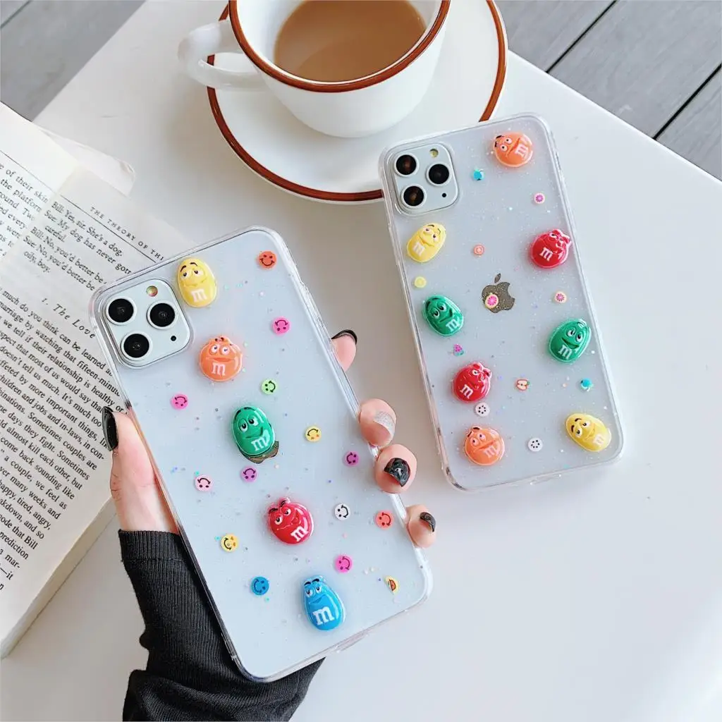 M&ampM's&ampreg Cute colorful Transparent epoxy phone case for iphone 11promax 6 6s 7 8plus cover iphonexr x xs max | Мобильные