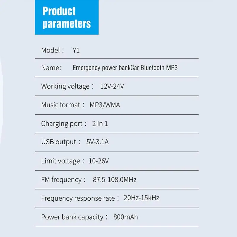Bluetooth 5,0 автомобильное зарядное устройство компактный и портативный переносной удобный адаптер с двумя портами и зарядным устройством 800 мАч