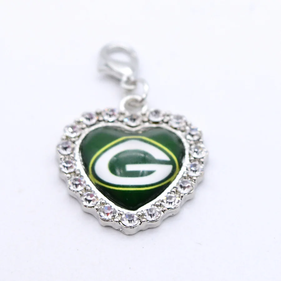 Серебряные подвески, стразы, амулеты Green Bay Packers, амулеты для браслета, ожерелья для женщин, мужчин, фанатов футбола, Paty Fashion - Окраска металла: as picture