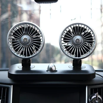 

12/24V Portable Mini Car Fan 180 Degree Adjustable Auto Air Cooling Fan Dual Head Car Fans Dashboard Air Cooler Fan