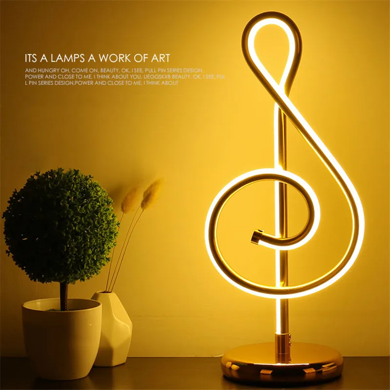 LED Table Lamp Three-color Dimming Musical Note Desk Light Aluminum E LED Table Lamp Three-color Dimming Musical Note Desk Light Aluminum E