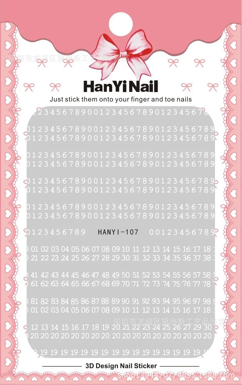 

Newest HANYI-107-110 number 3d nail art sticker nail decal stamping export japan designs rhinestones decorations