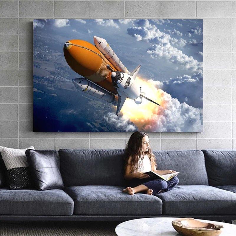 

Space Shuttle Rocket Discovery Earth Wallpaper Posters Canvas Print Paintings Wall Art for Living Room Decor