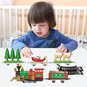 

Christmas Electric Rail Car Train Toy Railway Train Set Racing Road Transportation Building Toy For Children Early Education Toy