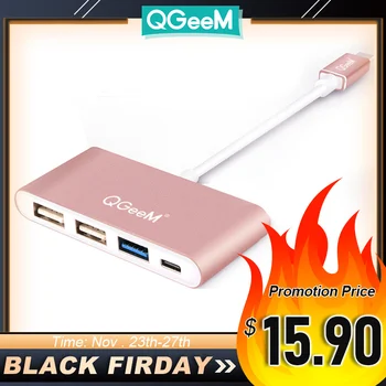 

QGeeM USB C Type-c 3.1 to USB 3.0 Cable 4 in 1 USB C HUB Support OTG USB-C 4 in 1 3 Ports Hub for Macbook for Google Pixel