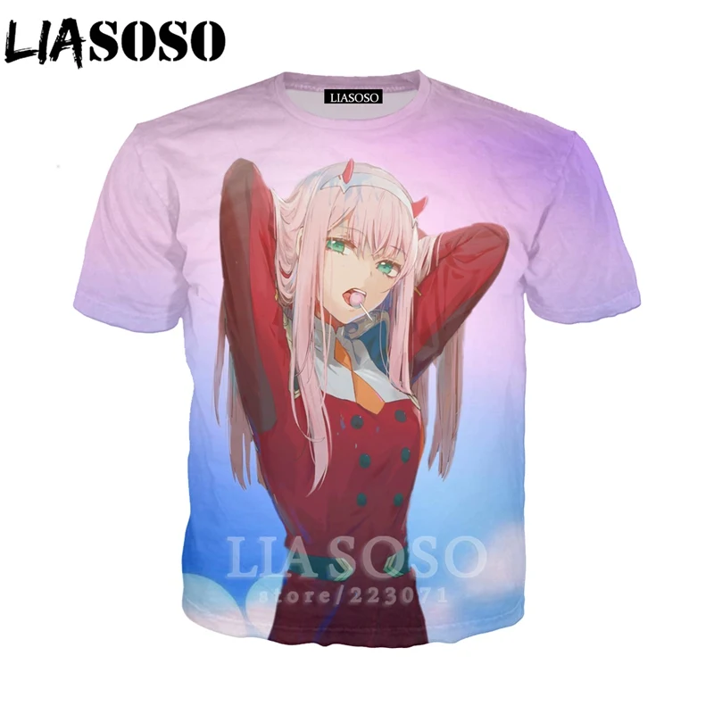 LIASOSO Darling In The Franxx Anime T Shirt 3D Print Men Women Sexy Girl ZERO TWO Tees Tops Men's Shirt Funny Pullover D001-03 (11)