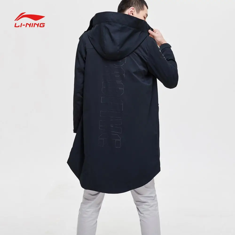 Li-Ning Мужская баскетбольная серия BAD FIVE, Длинная ветровка с капюшоном, свободный крой, подкладка из полиэстера, спортивные куртки AFDP041 CJFM19
