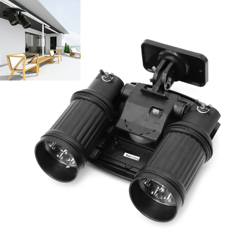 

Dual head High Luminous 2*7 leds Solar PIR sensor lamp Waterproof IP65 Build-in battery Easy Install Spotlight Night light