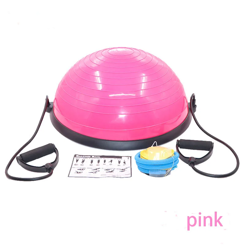 Высокое качество 58 см экологически чистое оборудование для пилатеса баланс полусфера тренажерный зал Йога Фитнес волновой мяч йога мяч - Цвет: Розовый