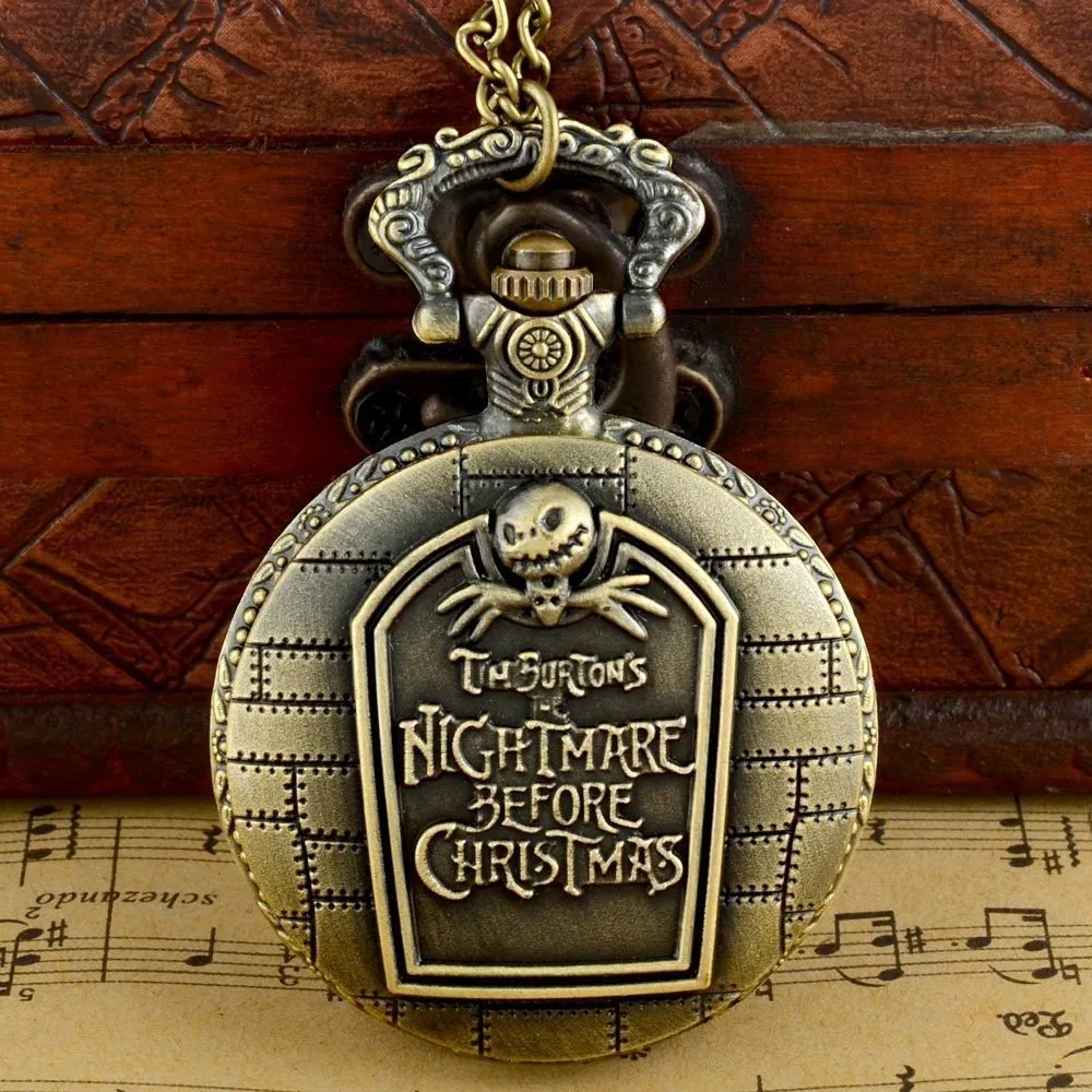 Винтажные рождественские карманные часы BronzeThe nightness Before Cool Jack Skellington Tim Burton Movie