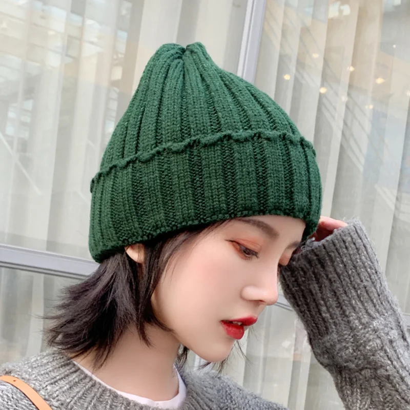 Новая Вязаная шшапка harajuku Мода головные уборы Skullies Вязание шляпа, мужские и женские бейсбольные кепки, негабаритный Slouchy мешковатые зима теплая Мужская Лыжная Шапочка - Цвет: Green