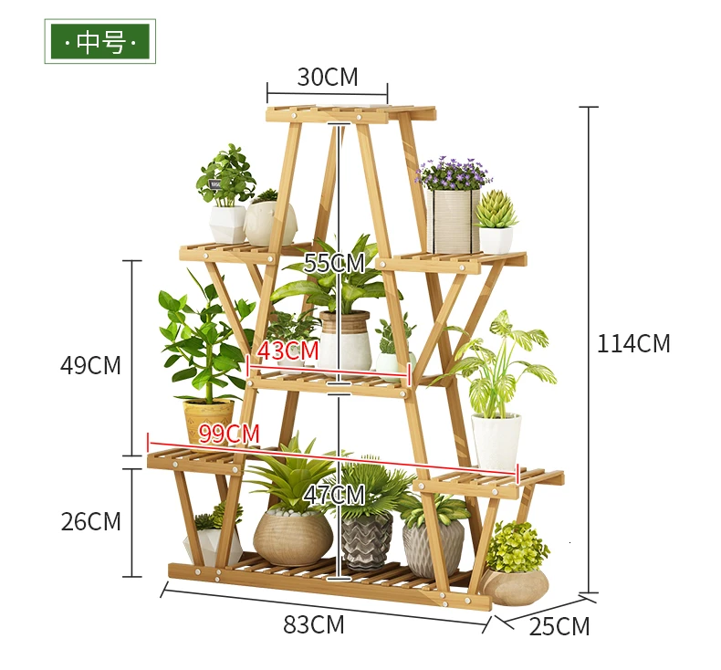 Balcony Flower Rack Shelf Household Flowerpot Frame Solid Wood Decorate Indoor Multi-storey