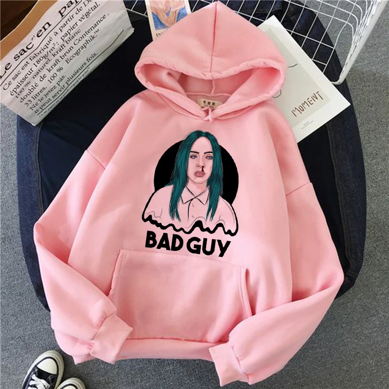 Женская толстовка Billie Eilish Bad Guy Harajuku, модная женская толстовка Ullzang в стиле хип-хоп, 90 s, графическая толстовка, уличная Толстовка