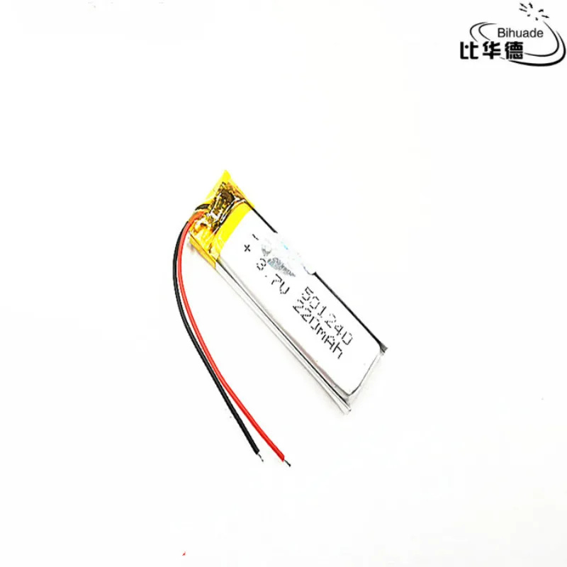 10 pcs 3.7V 220mAh 501240 Lithium Polymer Li-Po Rechargeable Battery For Mp3 MP4 MP5 GPS headphone headset Bluetooth | Электроника