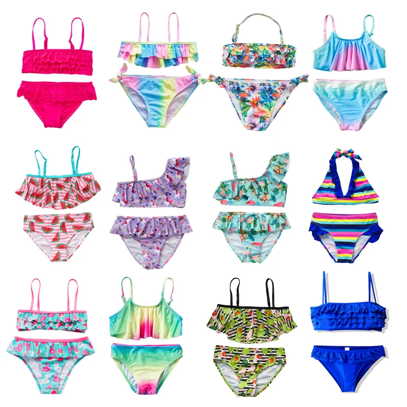 Girl Swimsuit Bikini-Sets Split Two-Pieces Childrens 3-14years Hollow-Falbala