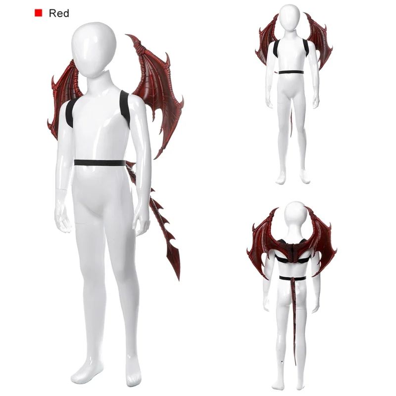 

Halloween Children Cosplay Wings Tail set Dragon Devil Wing Costume for Dress Up Masquerade Party Halloween Kids Decoration 2pcs
