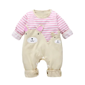 

Newborn Unisex Jumpsuits Autumn Long Sleeves Cartoon Stripe Print Rompers Cotton Baby Clothes Outfits Infantil Costume Wear