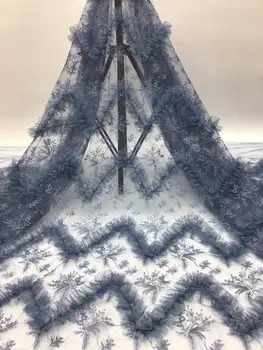 

High Quality 5yards Tulle Lace Fabric For Wedding France Mesh Lace Fabrics Nigerian Guipure Cord Lace Fabric FZ916