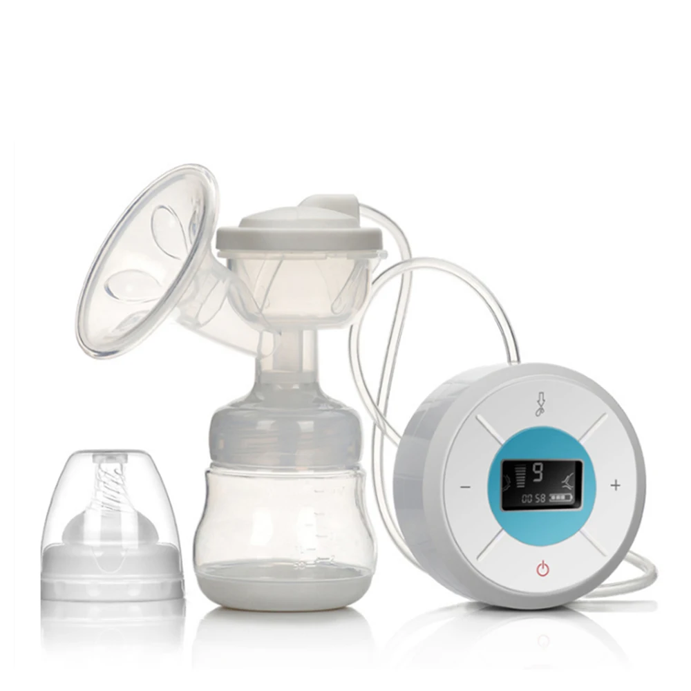light blue CYSINCOS двойной Электрический молокоотсос мощный всасывающий USB Электрический молокоотсос с детской бутылочкой для молока холодная грелка соска - Цвет: light blue