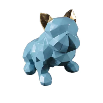 

CUTE BULLDOG DOG FIGURINE GEOMETRIC ANIMAL PUPPY ART SCULPTURE RESIN ART&CRAFT HOME DECORATION ACCESSORIES R507