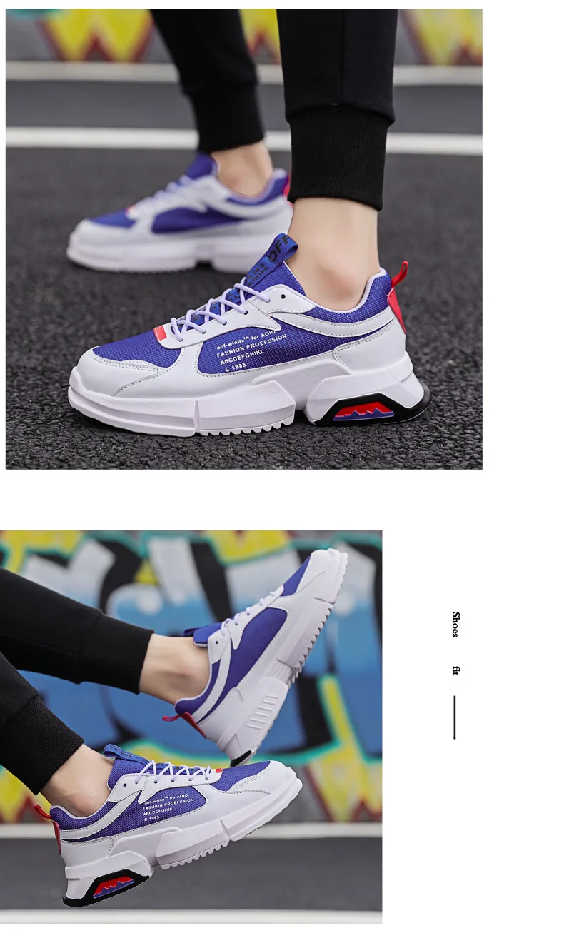 M- Explosion models autumn new students adult men's shoes casual tie daily color matching Harajuku low lightweight street shoes