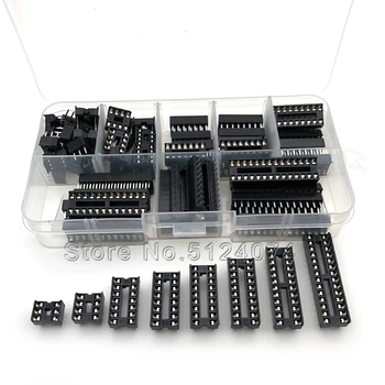 

66pcs/lot 8 kinds IC socket sample package chip socket flat foot DIP 6Pin/8Pin/14Pin/16Pin/18Pin/20Pin/24Pin/28Pin