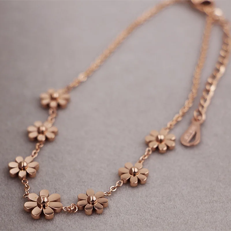 Новая мода полный цветок персонализированный браслет с подвесками для женщин роскошный розовое золото цвет пара нержавеющая сталь браслет ювелирные изделия