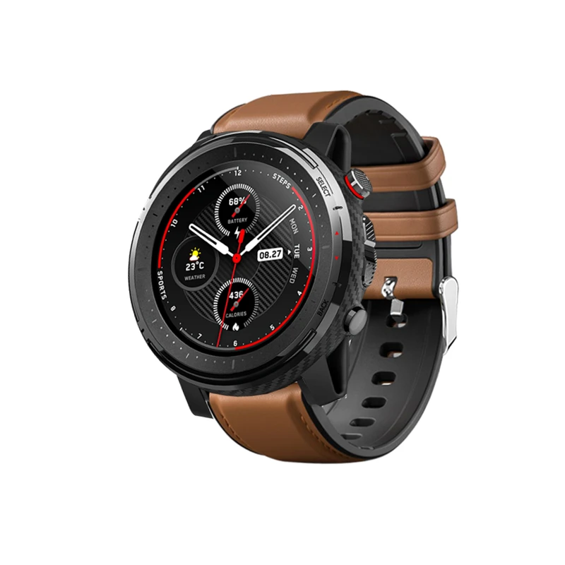 Для Xiaomi Amazfit Stratos 3& Stratos 2& Stratos 1 ремешок для часов Amazfit Pace/GTR 47 мм браслет кожа+ силиконовый браслет - Цвет: Коричневый