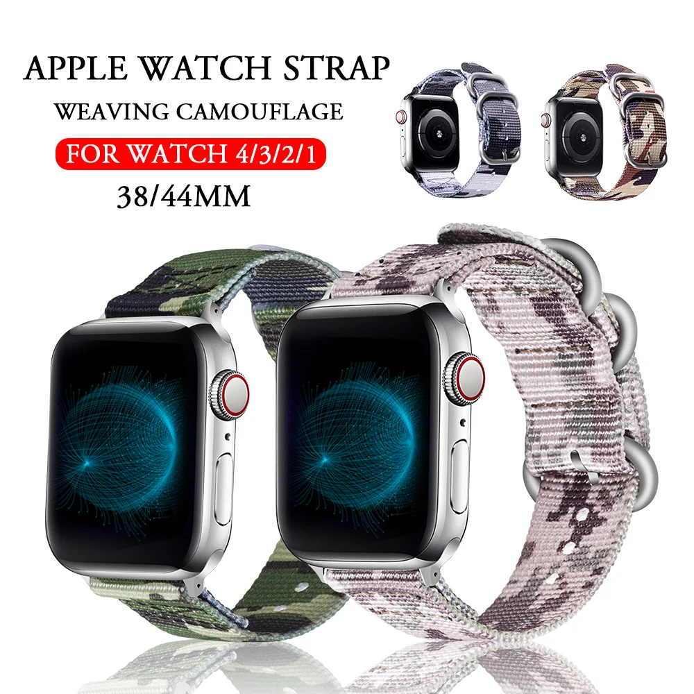 Нейлоновый спортивный ремешок для apple watch 1/2/3/4/серия 38 мм 40 мм Камуфляжный Браслет для apple iwatch 42 мм 44 мм аксессуары